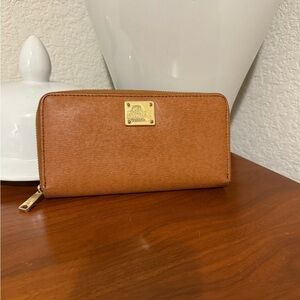Lauren Ralph Lauren Tan Leather Wallet with Gold Accent